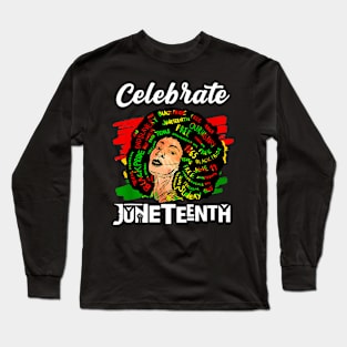 Juneteenth Afro Woman Black Queen African American Melanin Long Sleeve T-Shirt